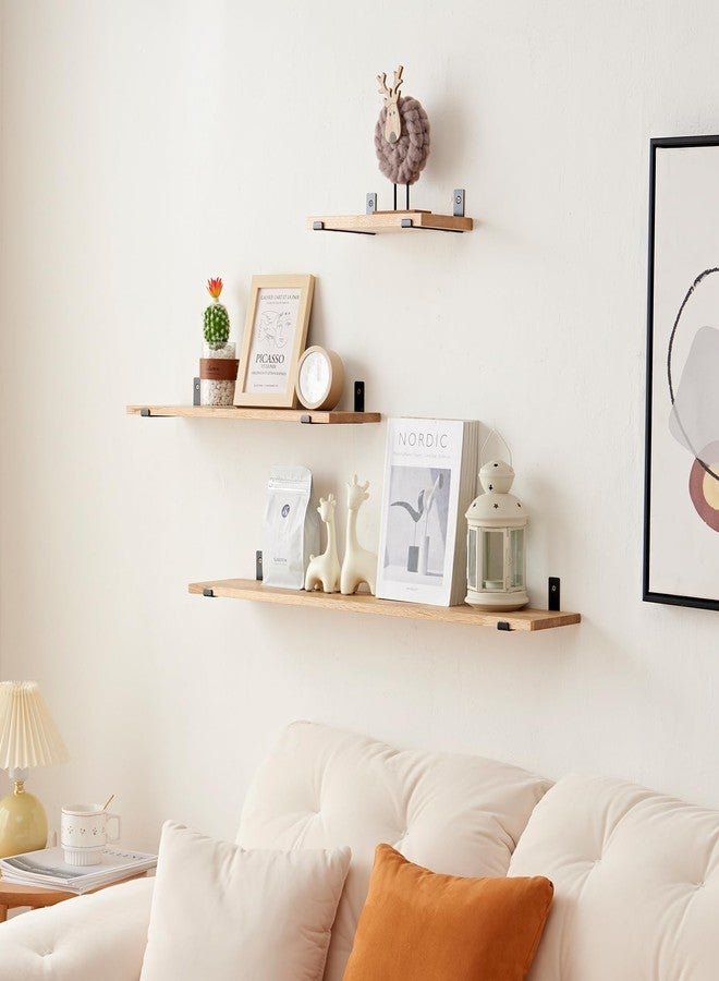 TRWISWDC Oak Floating Shelves 12 inches Floating Wood Shelf Wall Mounted with Lip Brackets for Bedroom Living Room Kitchen Bathroom Rustic Wall Storage Shelves (Upgrade Width 6") - Image 5
